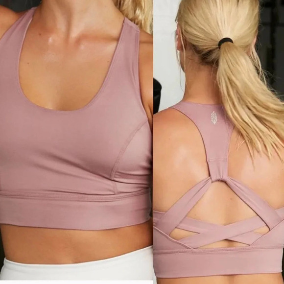 Free People‎ Lightning Synergy Sports Bra Coca Pink - Picture 1 of 11